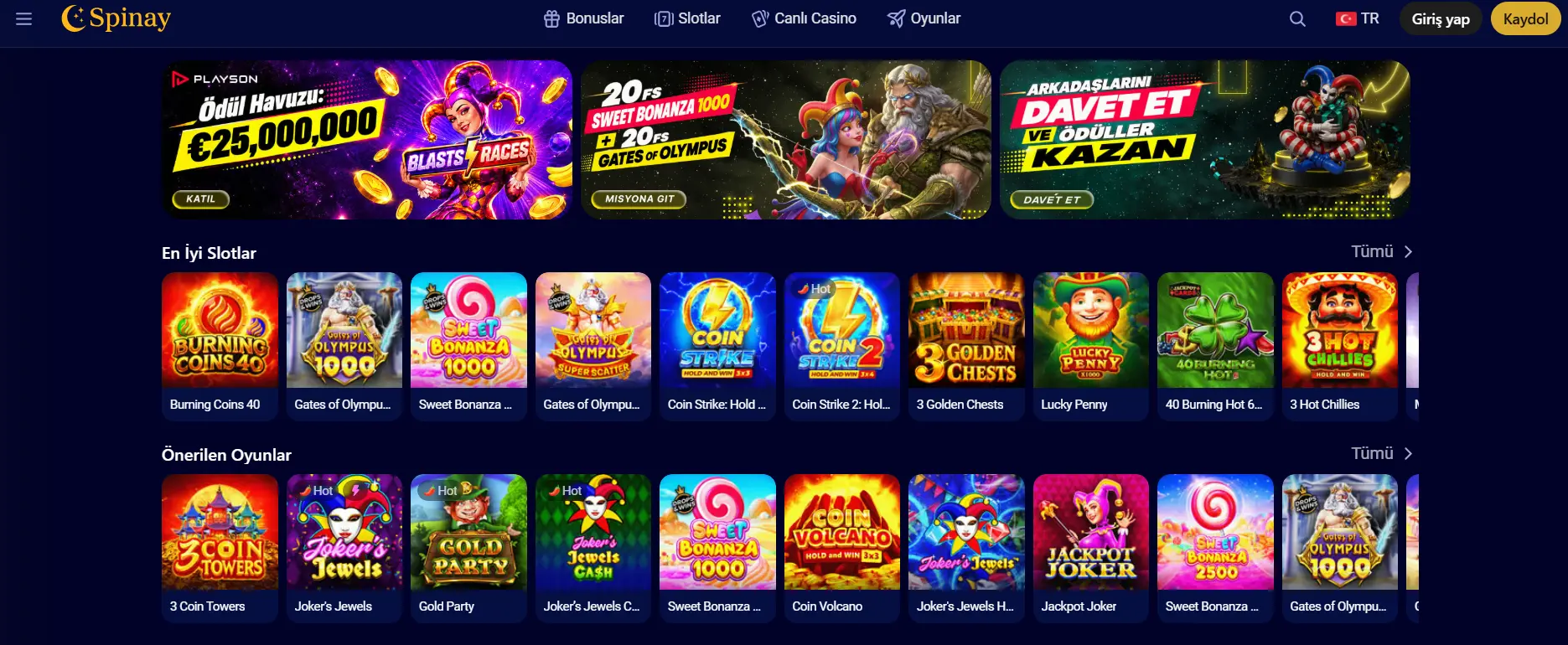 Spinay Casino – Oyunlar, Bonuslar ve Mobil Casino image 1